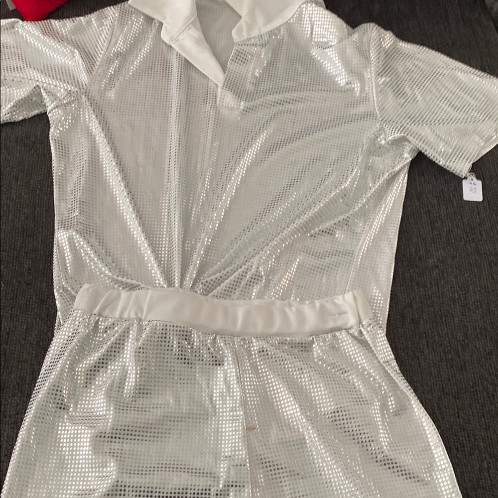 Silver Sequin Hooded Outfit